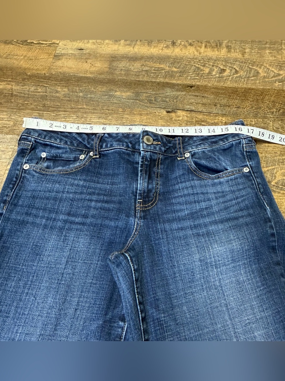 2013 American Eagle Favorite Boyfriend Jeans Stretch Blue Dark Wash Women’s 14 - Picture 4 of 11